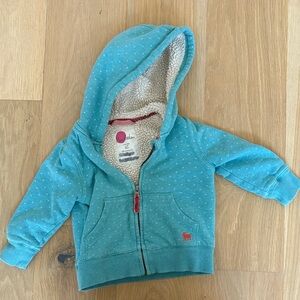Mini Boden Teal Polka Dot Kids Hoodie 2-3 years